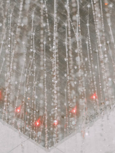 A close-up of water from a rain shower